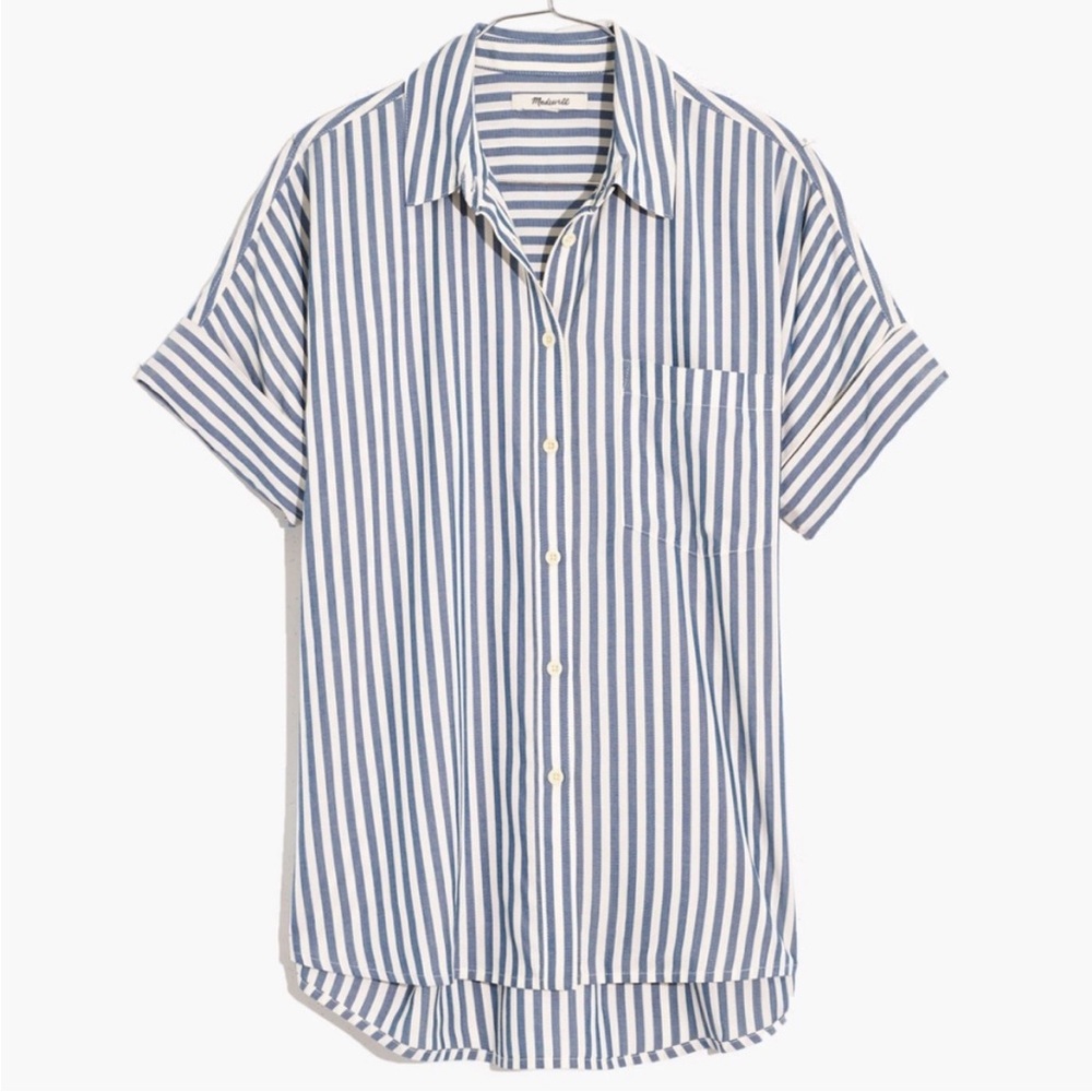 MADEWELL Courier Pleat-Back Shirt in Stripe size Medium